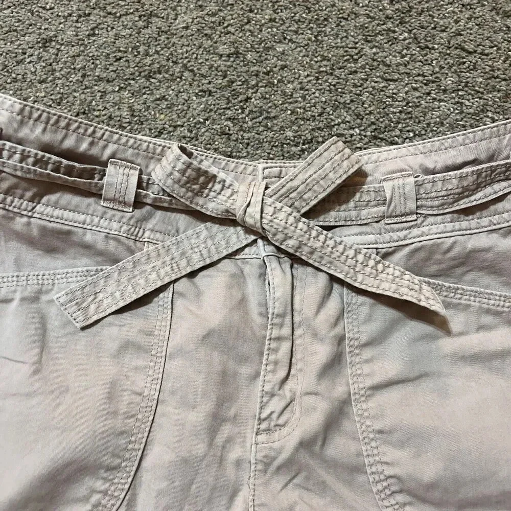 Y2K American Eagle Womens Mid Rise Midi Stretch Khaki Tan Shorts Size 4‎ Safari