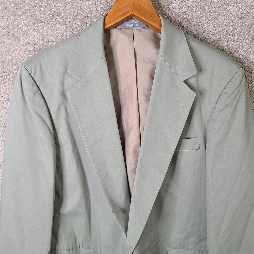 Vintage Haggar Suit Mens 42R Beige 2 Piece Cotton Blend Blazer Pants‎ 35x25
