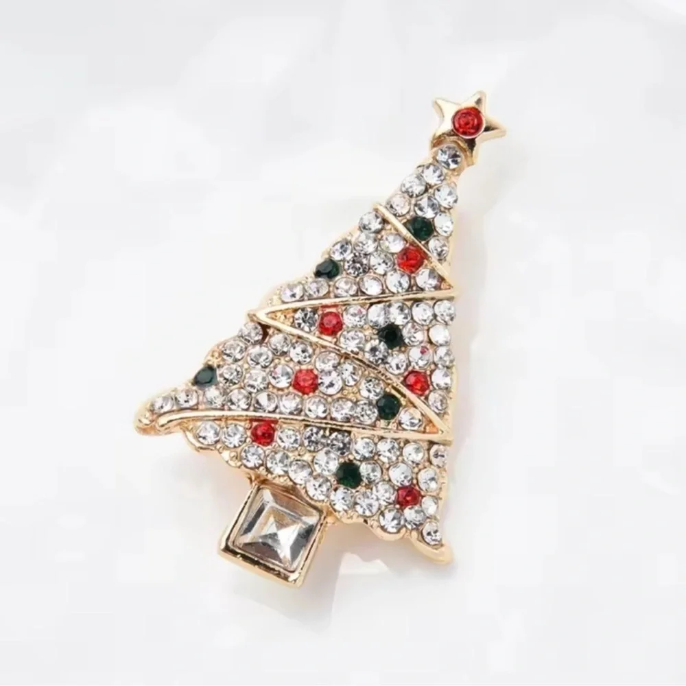 Christmas Tree Diamond Crystal Brooch