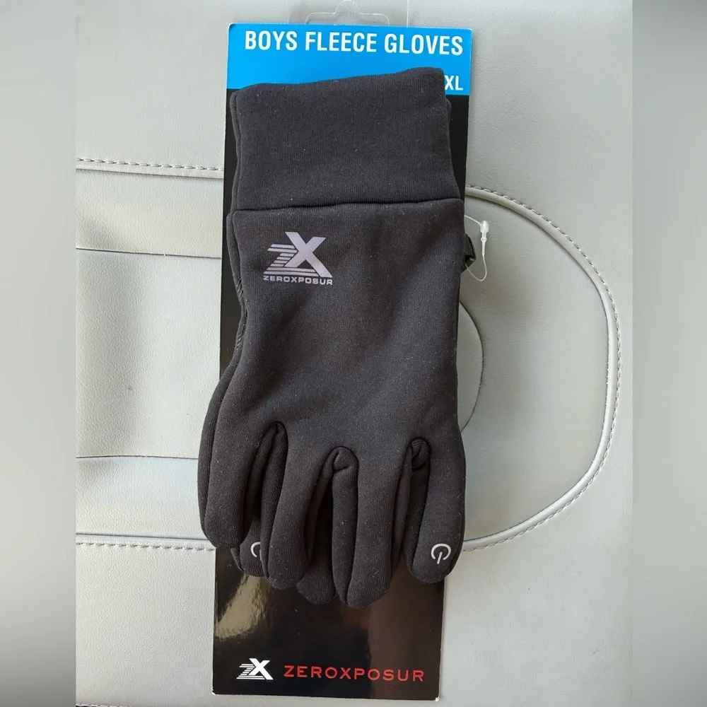 Zeroxposure Boys Fleece Black Gloves Touchscreen L/XL