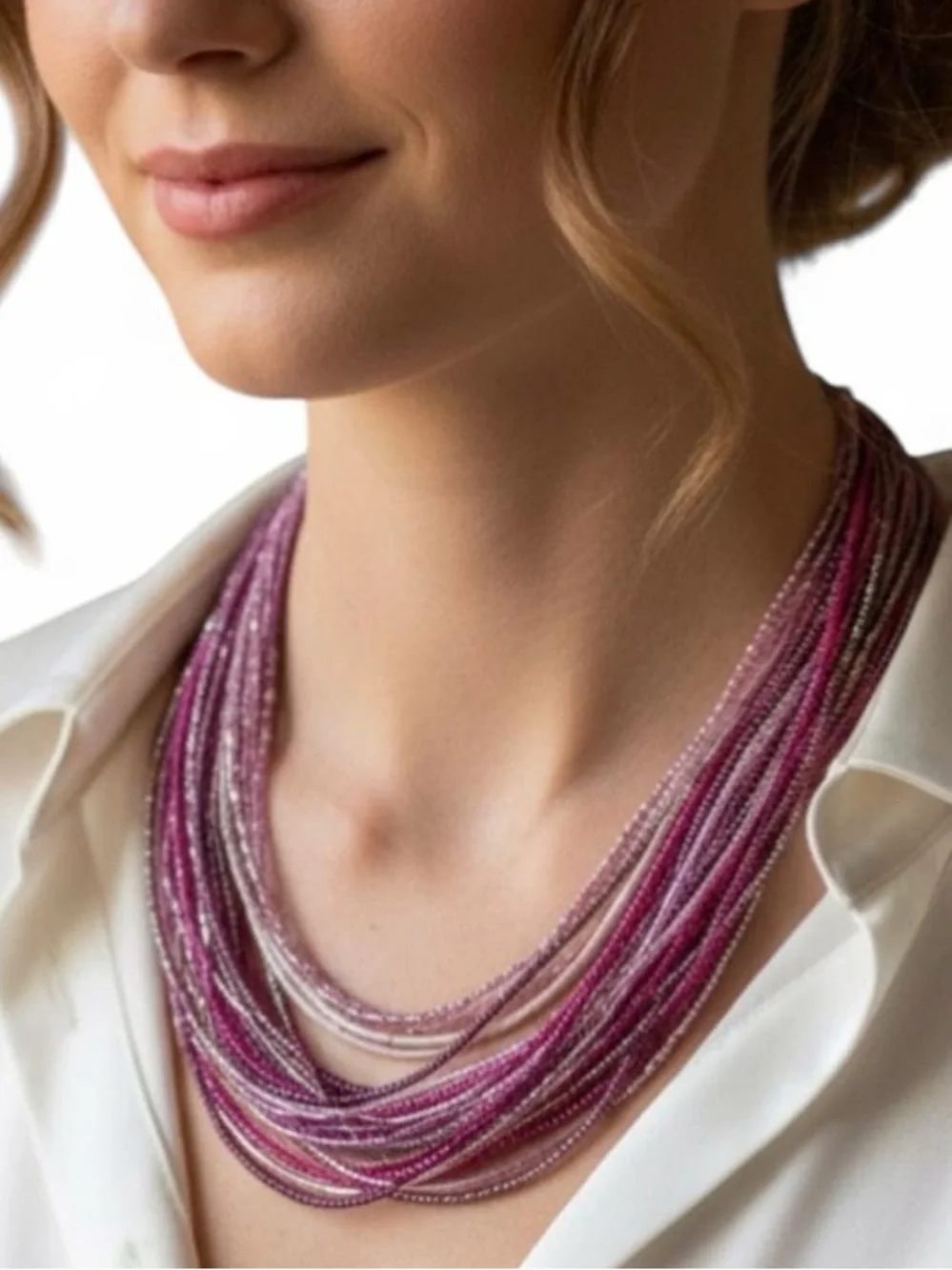 NWOT Multi-Strand Pink Beaded Necklace