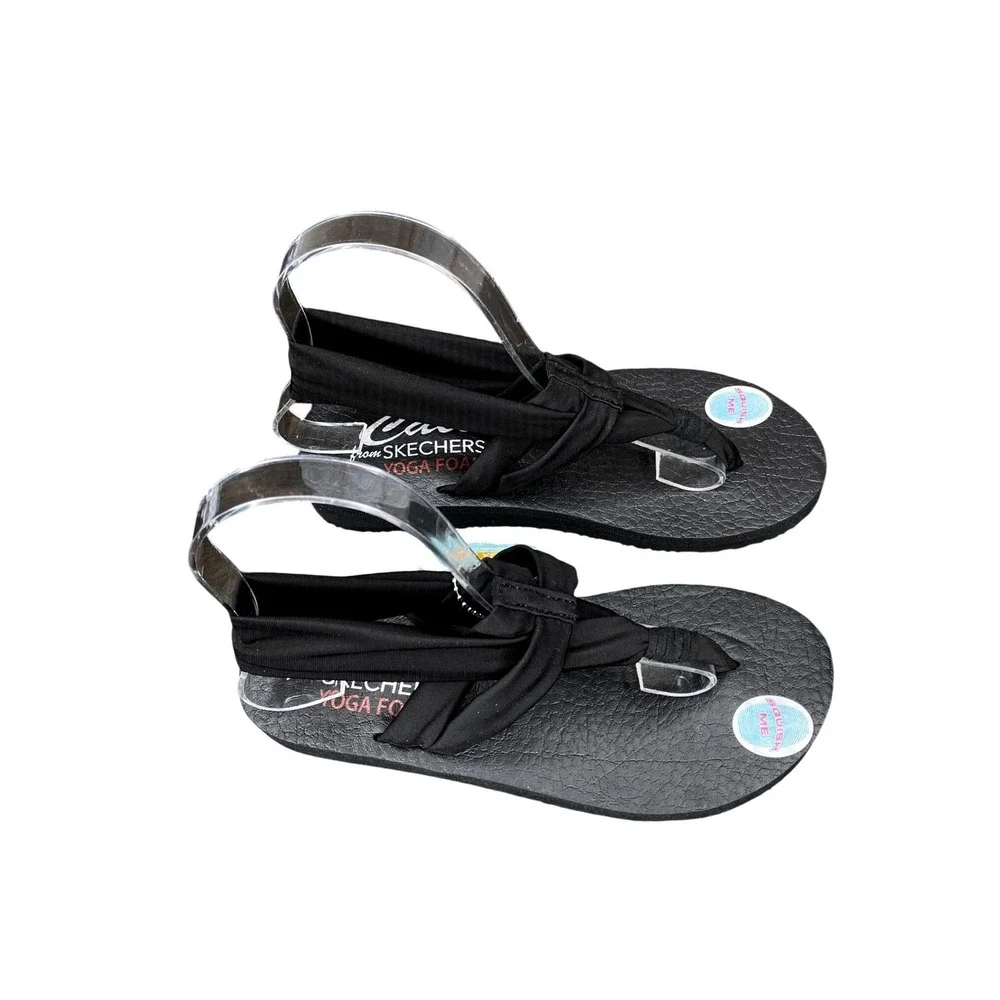 Skechers Cali Meditation Studio Kicks Sandals Womens Size 6 Black Yoga Foam NWT