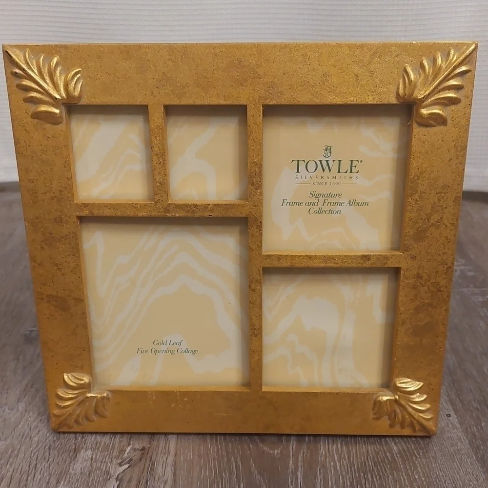TOWLE Silversmiths gold leaf collage picture frame