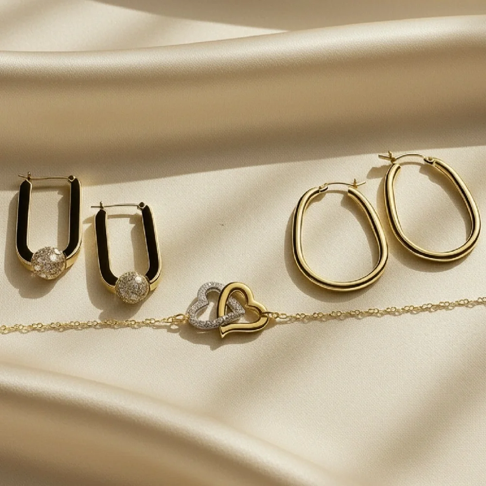 Gold Tone & Crystal Designer Jewelry Bundle – Swarovski, DKNY & Sterling 925 Set