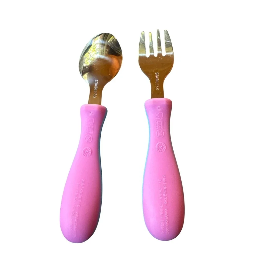 Zak Designs Peppa Pig Toddler Spoon and Fork Set Stainless Steel Blue Pink 2022