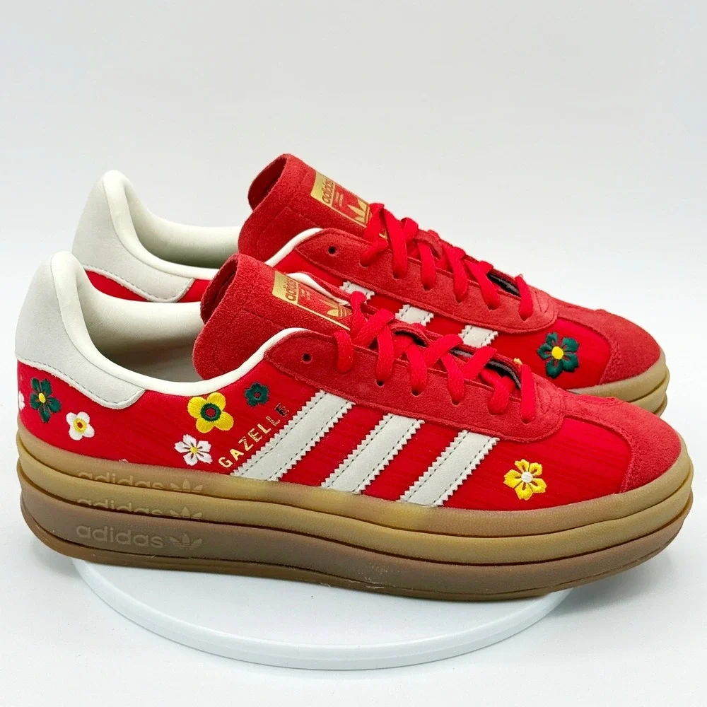 Adidas X Liberty London Gazelle Bold W Size 8 Scarlet White Flowers IH1921, NEW
