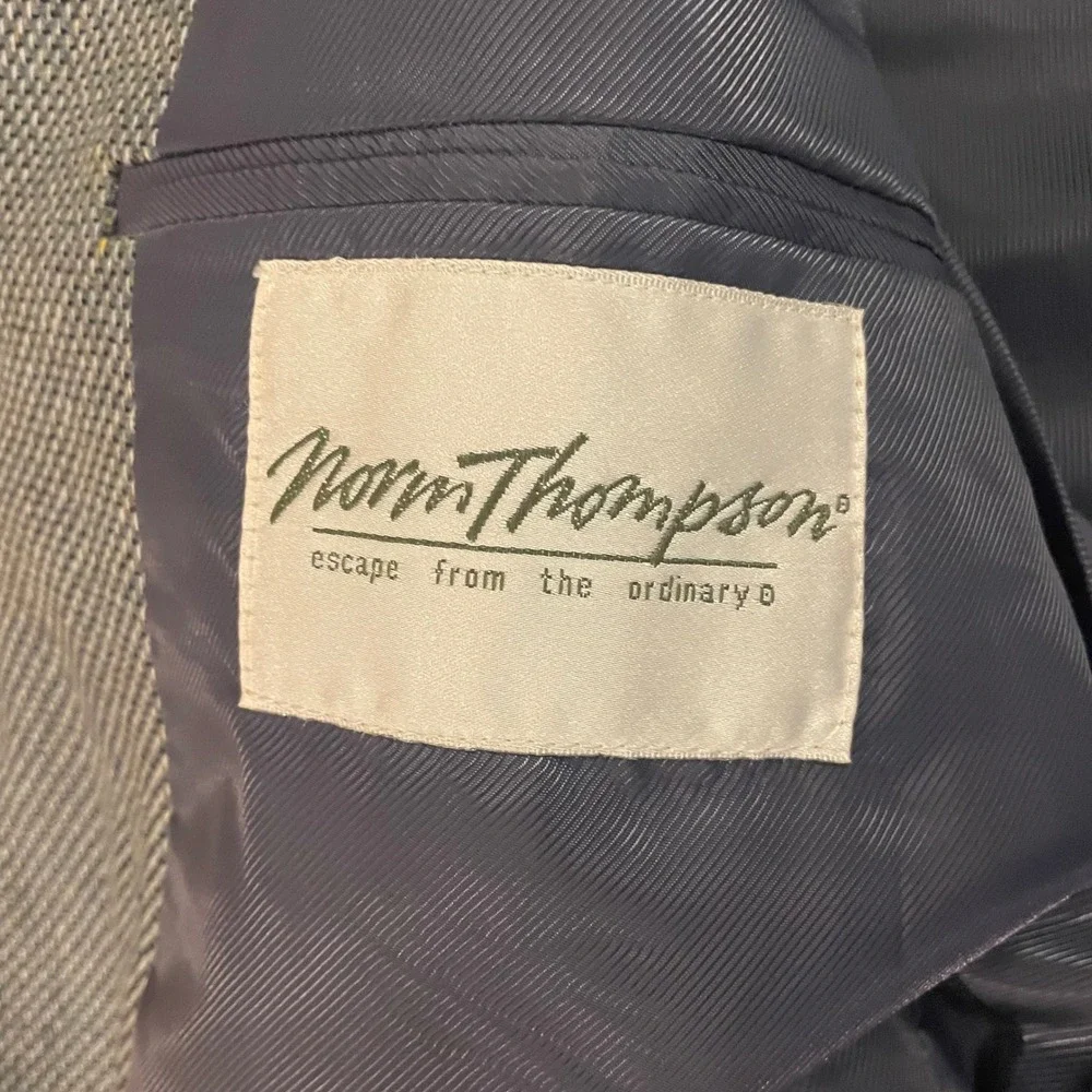 Norm Thompson Silk Wool Blend Blazer SportCoat Jacket Gray Herringbone Size S 40
