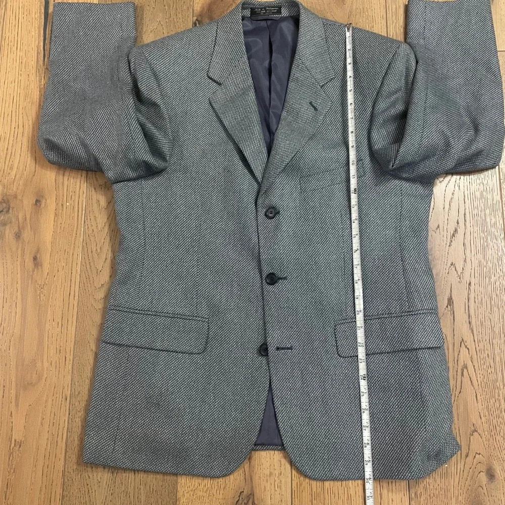 Norm Thompson Silk Wool Blend Blazer SportCoat Jacket Gray Herringbone Size S 40