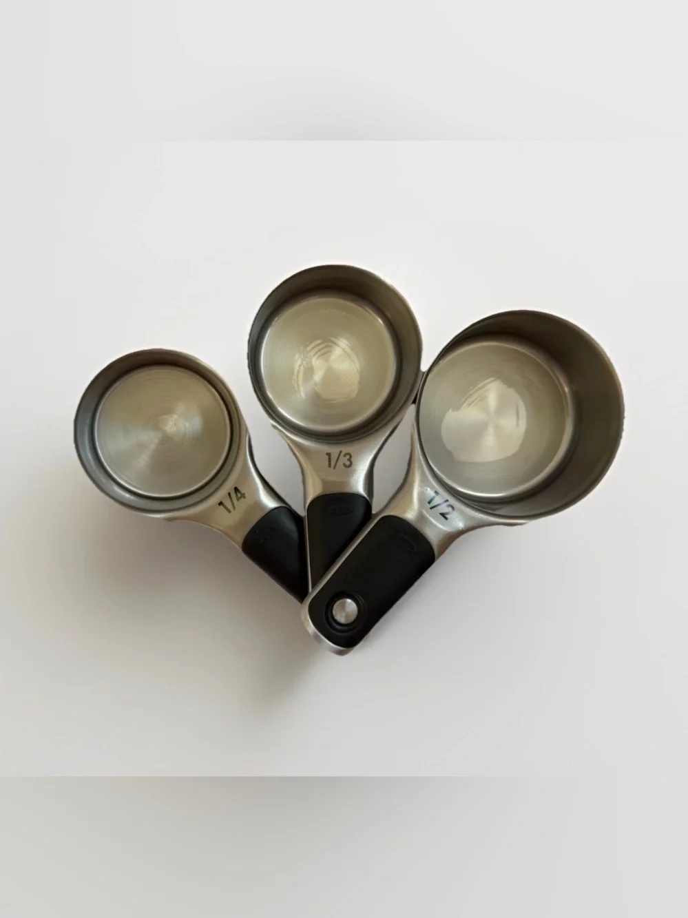 OXO Good Grips Stainless Steel Magnetic Measuring Cups Set of 3 1/2 1/3 1/4 Cup