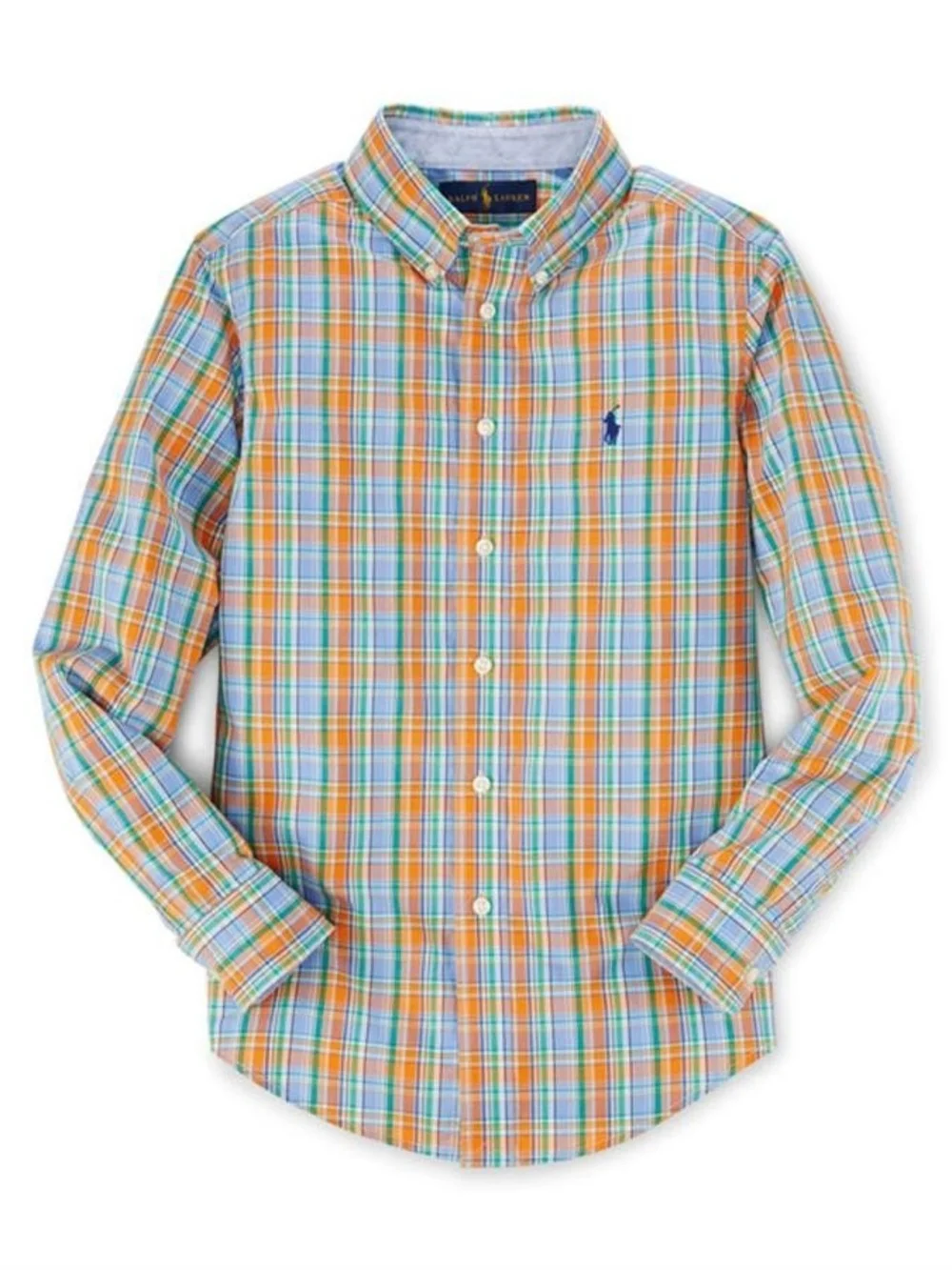 Ralph Lauren | Orange, Blue & Green Plaid Button-Down Shirt