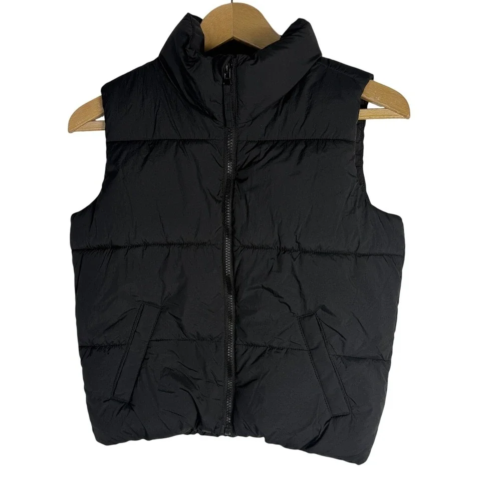 Old Navy Kids Black Puffer Vest Full Zip Quilted Sleeveless Jacket Size L 10-12
