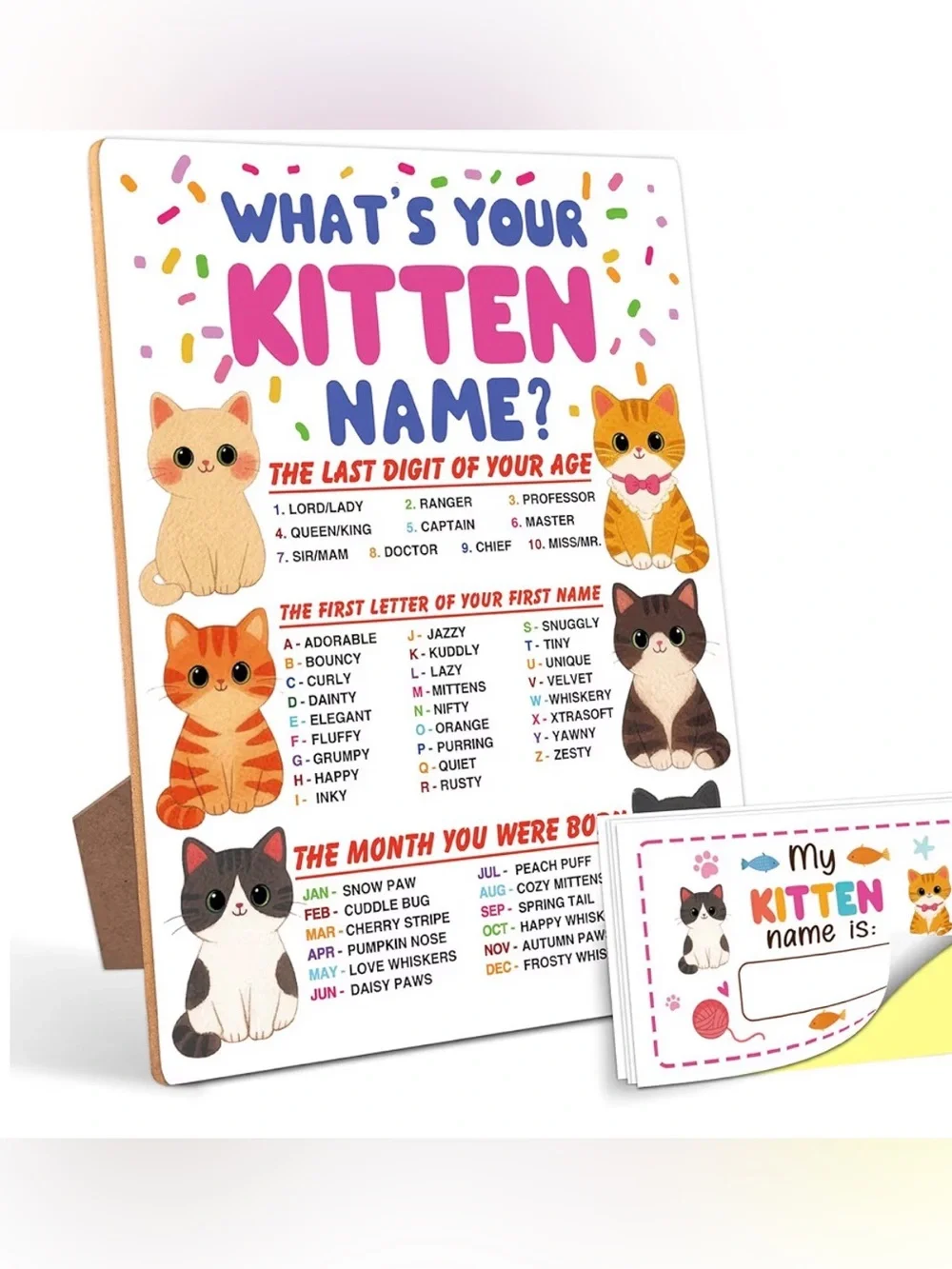 Kitten Name Party Game Sign - Pink & Blue Kitten Theme