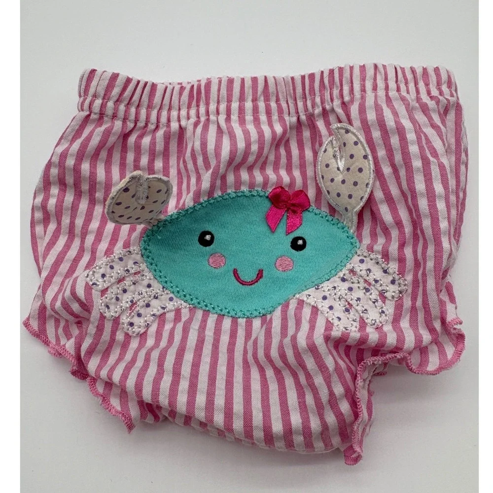Baby Aspen Diaper Cover Baby‎ 0-6M Pink Excellent Seersucker Crab Beach Bums
