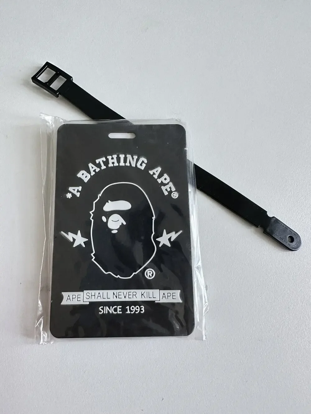 Bape A Bathing Ape Black Travel Trip ID Card Case Holder Tesla Key Luggage Tag