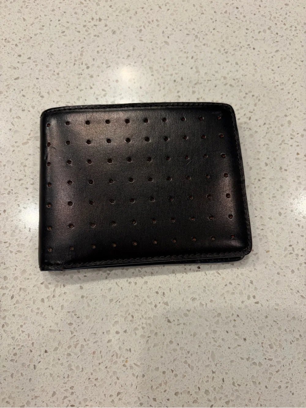 Jack Spade Black Perforated Leather Bi-Fold Wallet