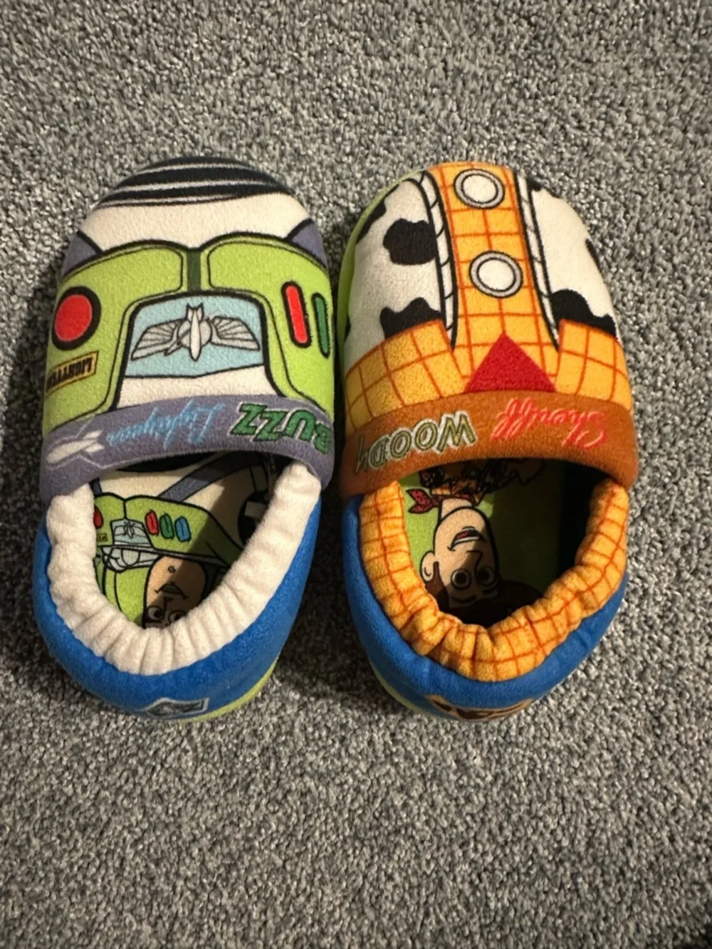 Disney Toy Story Buzz Woody Plush Toddler Slippers XL 11/12 Soft Cozy