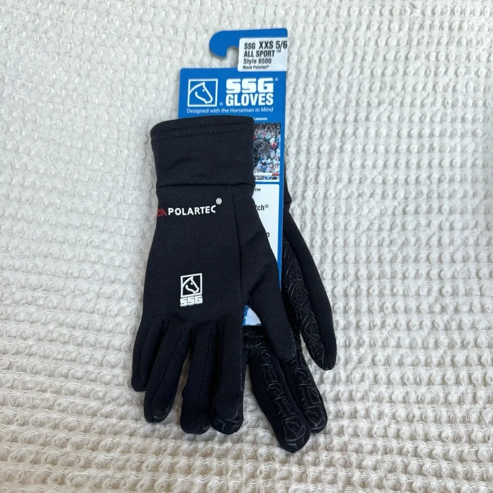 SSG All Sport Polartec Riding Gloves 6500 XXS‎ 5/6 Black Silicon Palm Print Grip