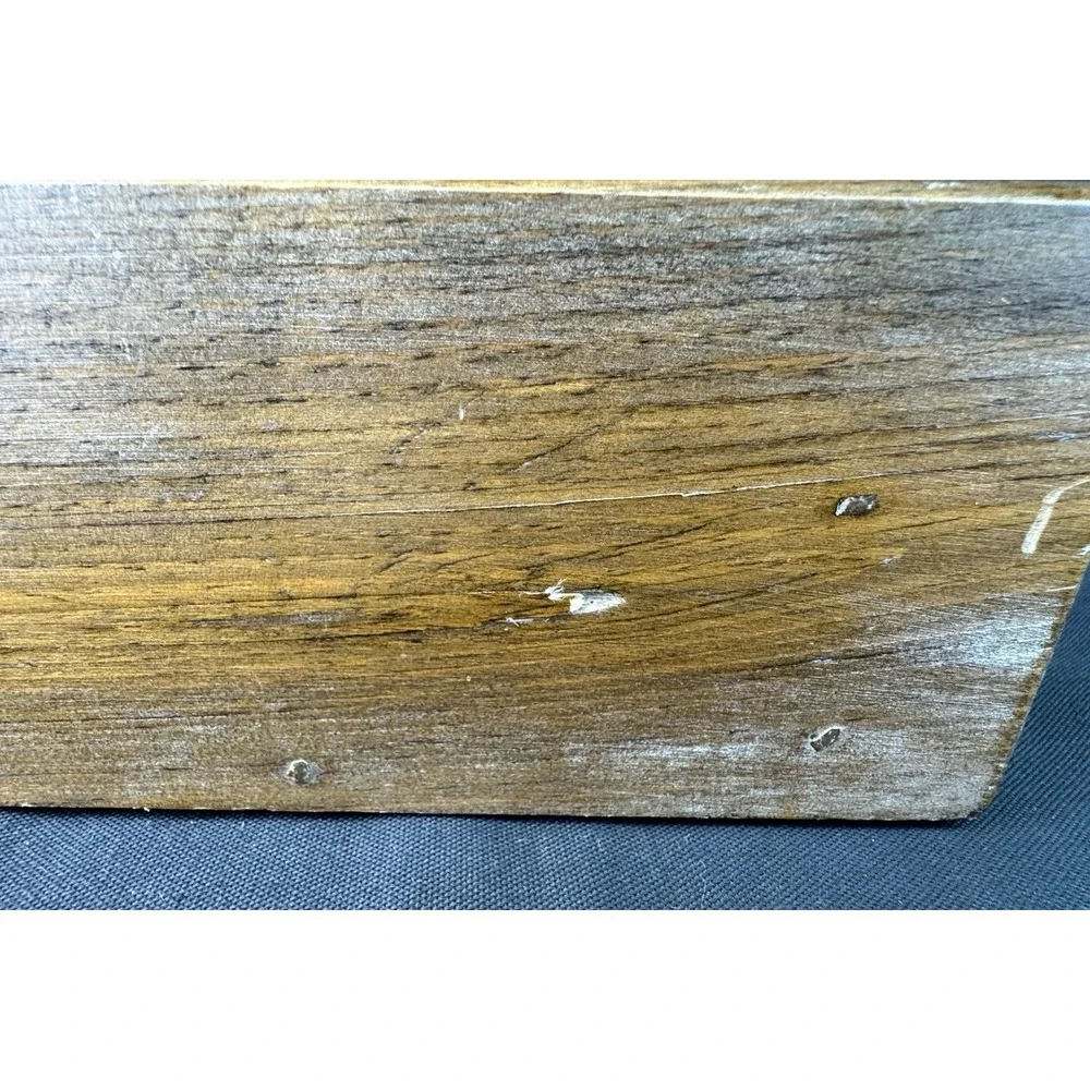 VTG Brown Stained Wooden Wall Shelf Hand Crafted Heart Cutout 2 Pegs