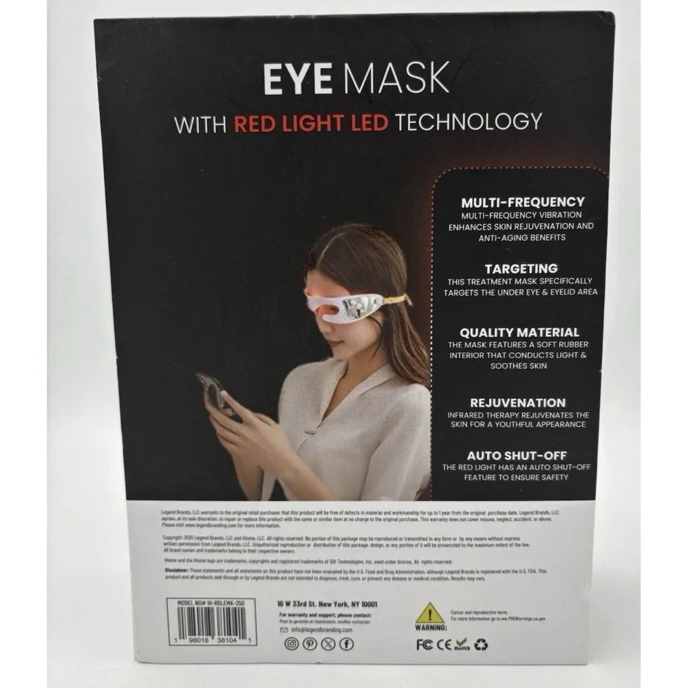 iHome Red Light Therapy Eye Mask LED Anti-Aging Rejuvenation Auto Shut-Off (NIB)