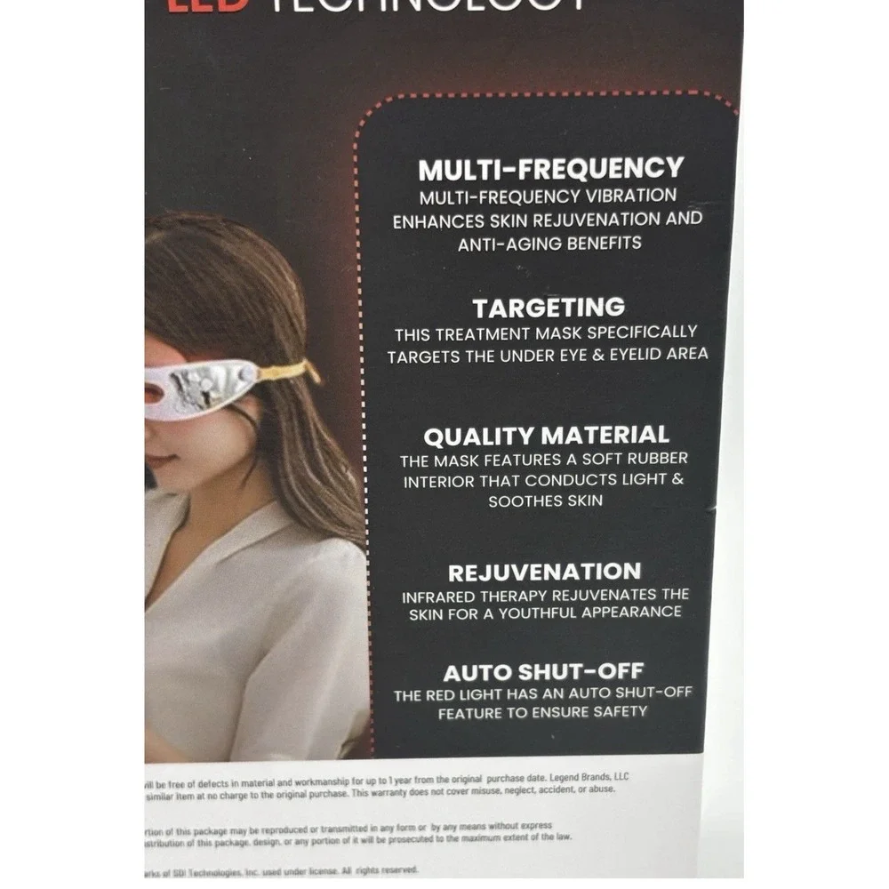 iHome Red Light Therapy Eye Mask LED Anti-Aging Rejuvenation Auto Shut-Off (NIB)