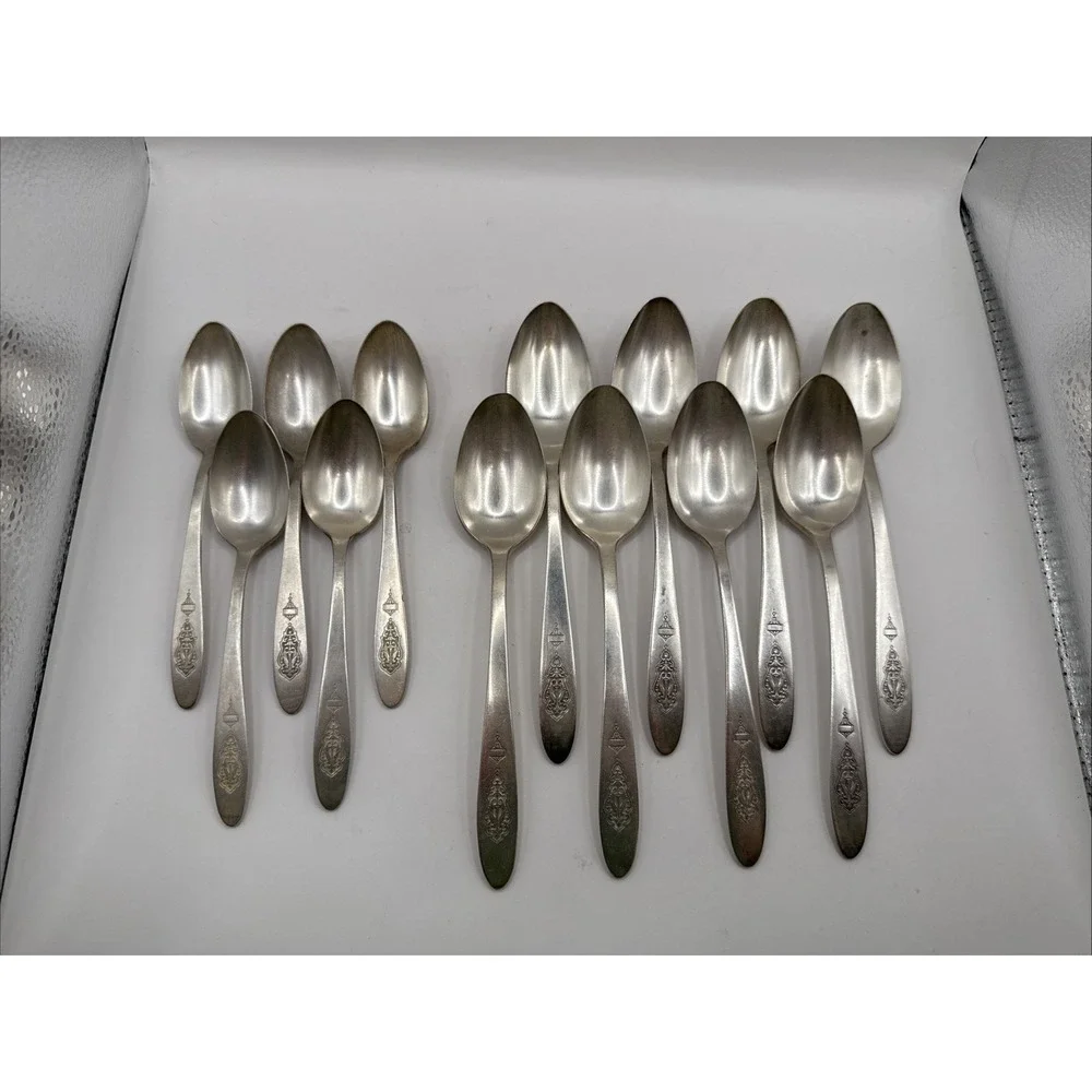 Vintage BIRD OF PARADISE Oneida Community Plate Tea/Soup Spoons Set of 13