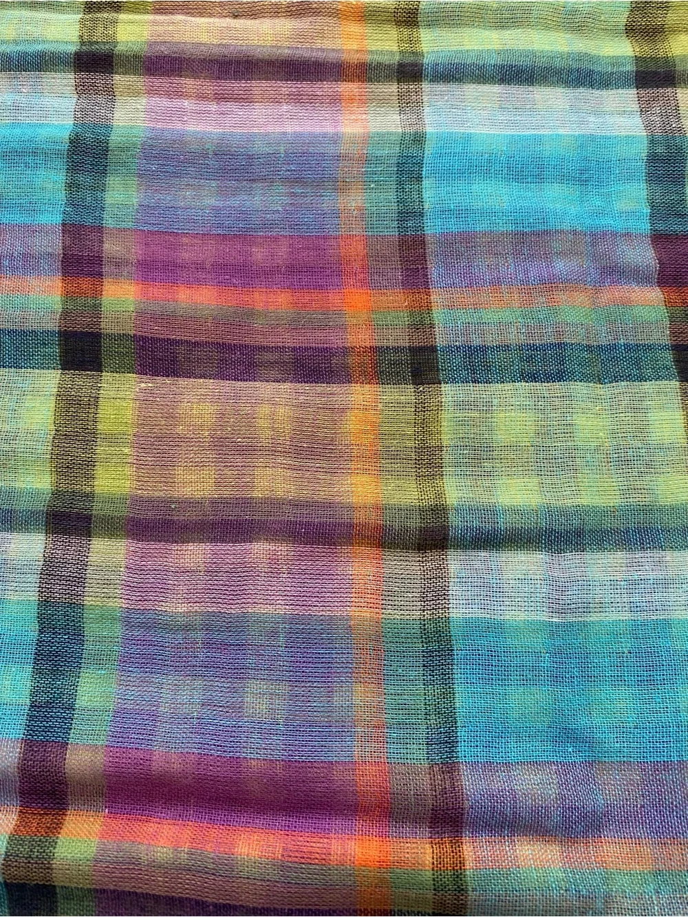 NORDSTROM La Fiorentina Spring Plaid Checked Lightweight Cotton Scarf Wrap