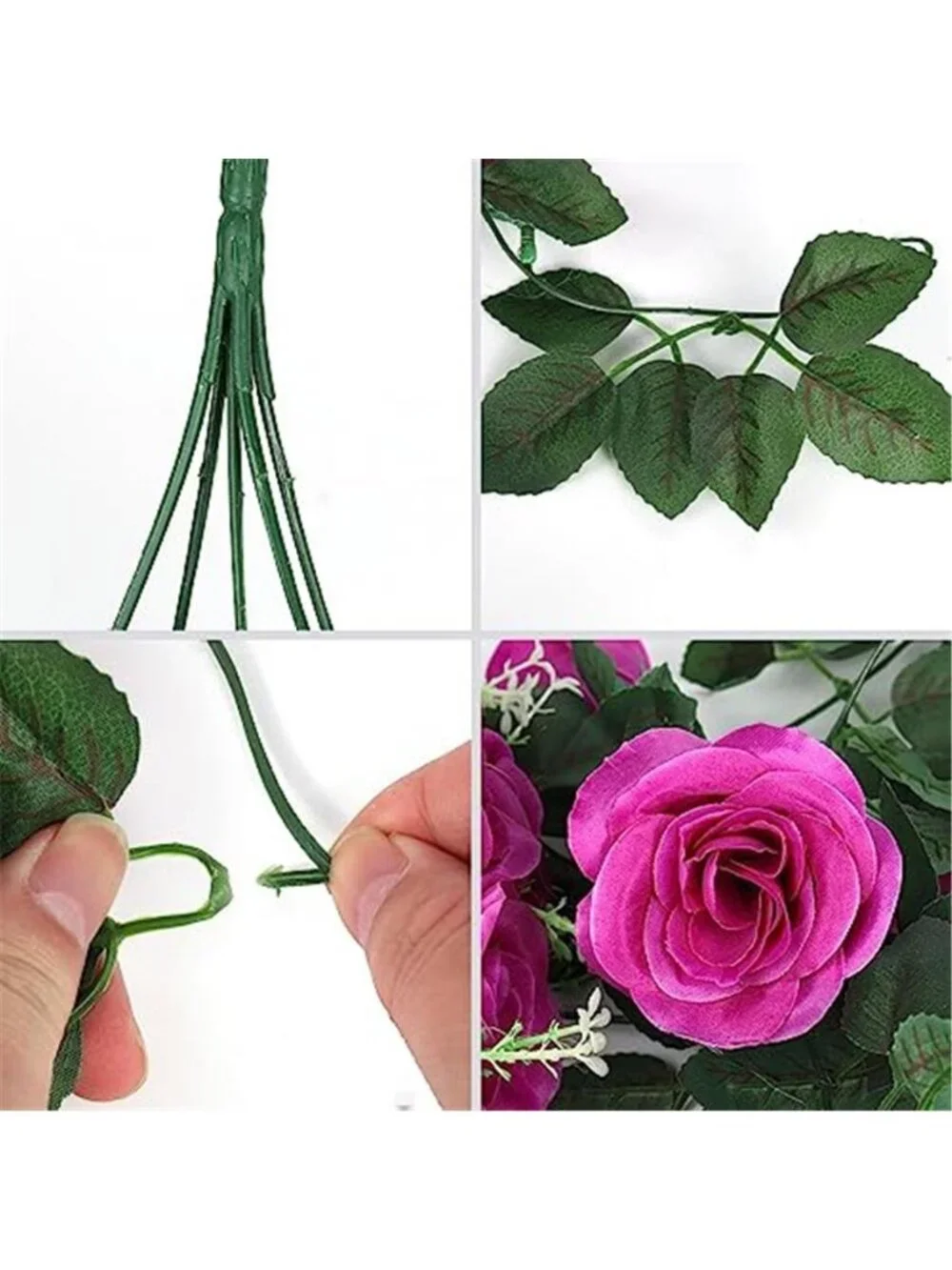 Purple Rose Fake Hanging Flowers LED Fairy Lights Indoor Outdoor Wall Decor