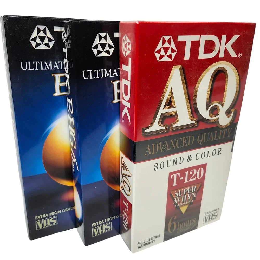 TDK VHS T‎ 120 AQ EHG Ultimate Performance Blank Recording Tapes Lot Of 3