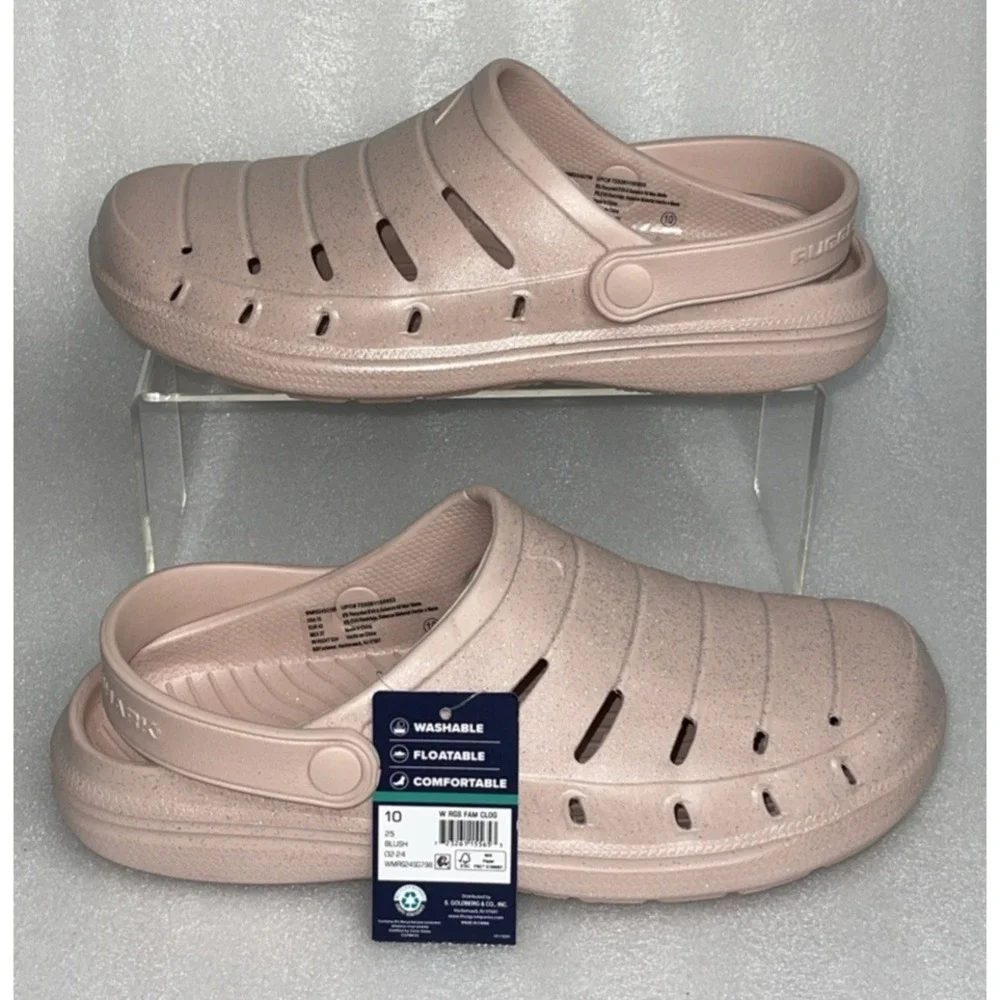 Rugged Shark Women's Comfort Eva Clog Sandals Baby Pink w/ Glitter‎ Size 10 NEW