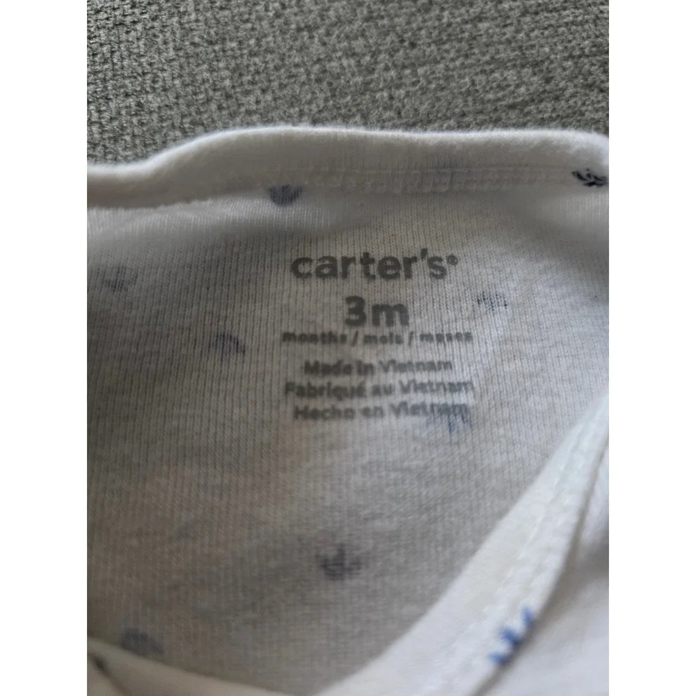 Carters Baby Boy Bodysuit Set 2 Pack Blue White Safari Animals 3 Months