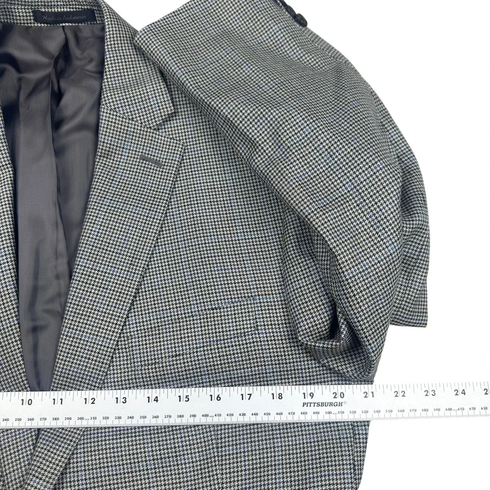 Lauren Ralph Lauren Men 44 L Windowpane Glen Plaid Blazer Jacket Silk Wool Blend