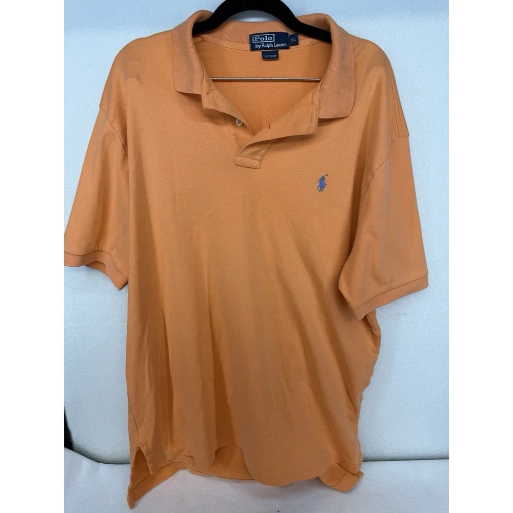 Vintage Polo Ralph Lauren Men's Orange 100% Cotton Polo Shirt Size XL‎