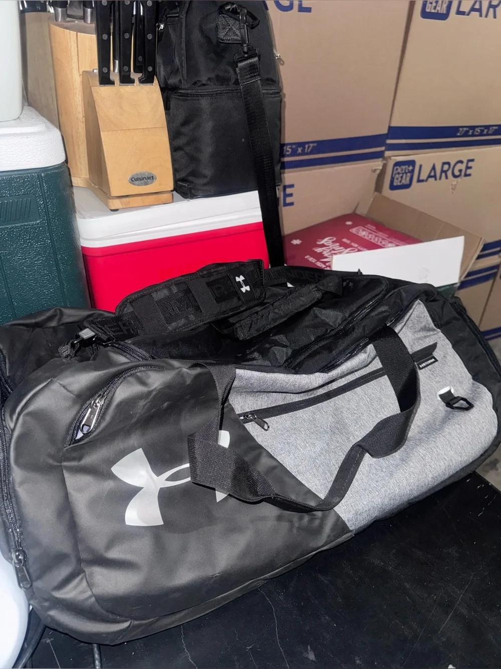 Under Armour Black & Gray Men’s Duffel Bag with Logo