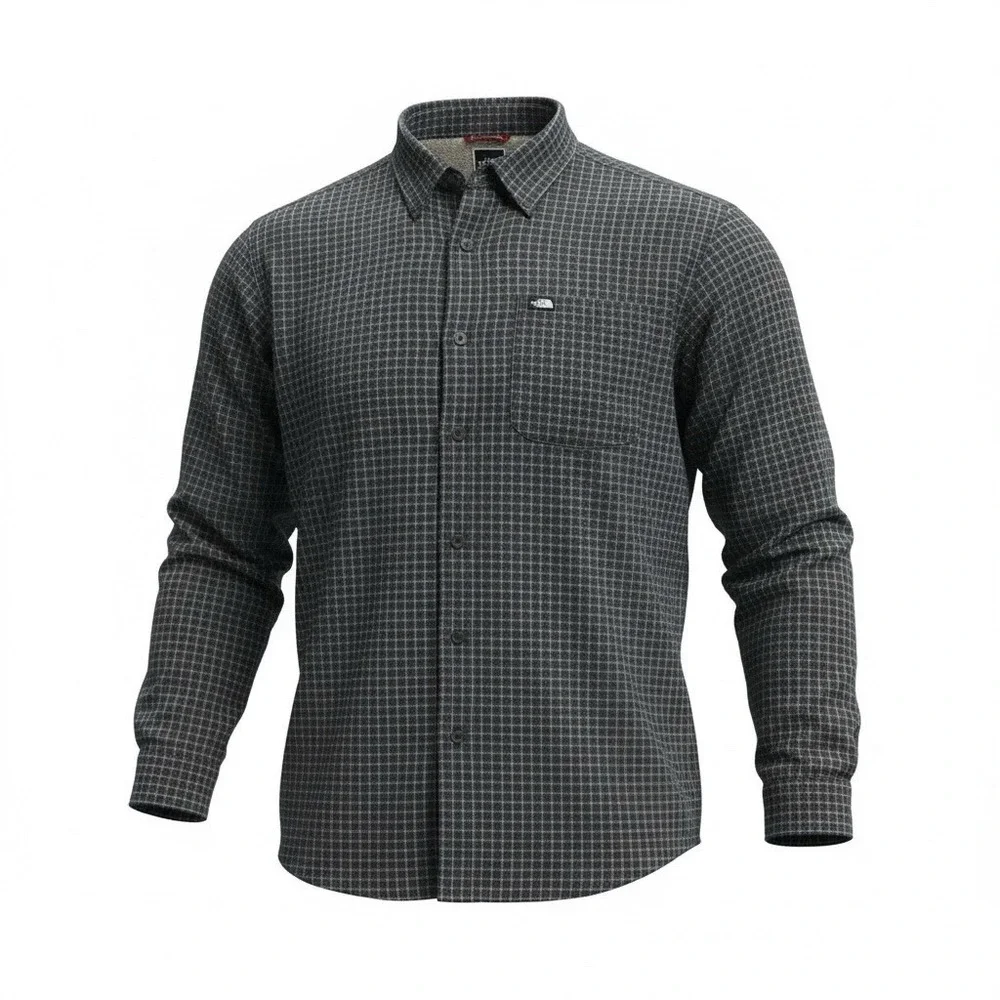 The North Face Button Up Shirt Men XL Blue Grid Hiking Utility Hiking‎ Outdoor