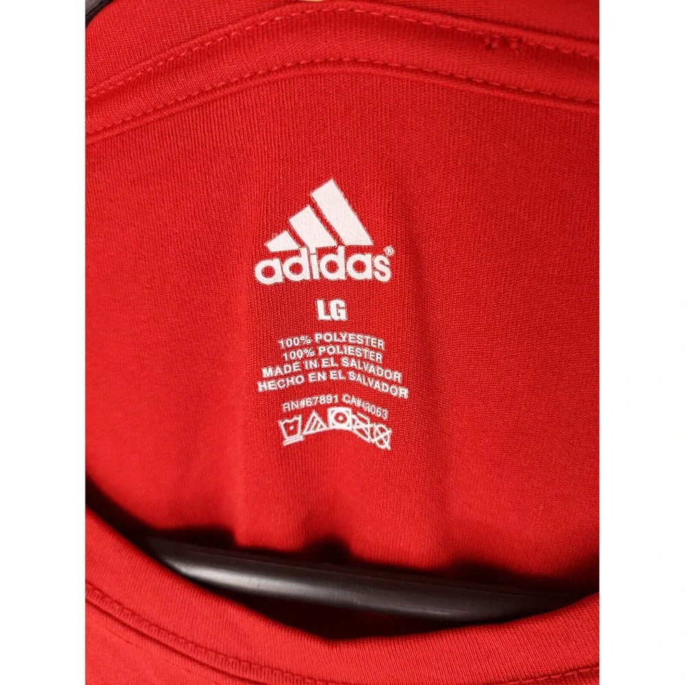 Adidas Mens Trefoil Graphic T-Shirt‎ Red Large Short Sleeve Spellout