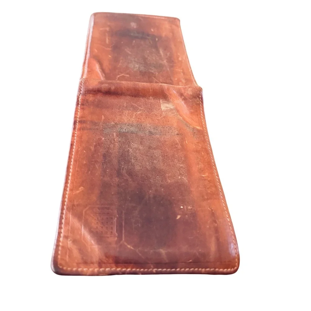 Rare Vintage Barrow Hepburn England Mens Leather Bifold Wallet Cognac 5.3x4
