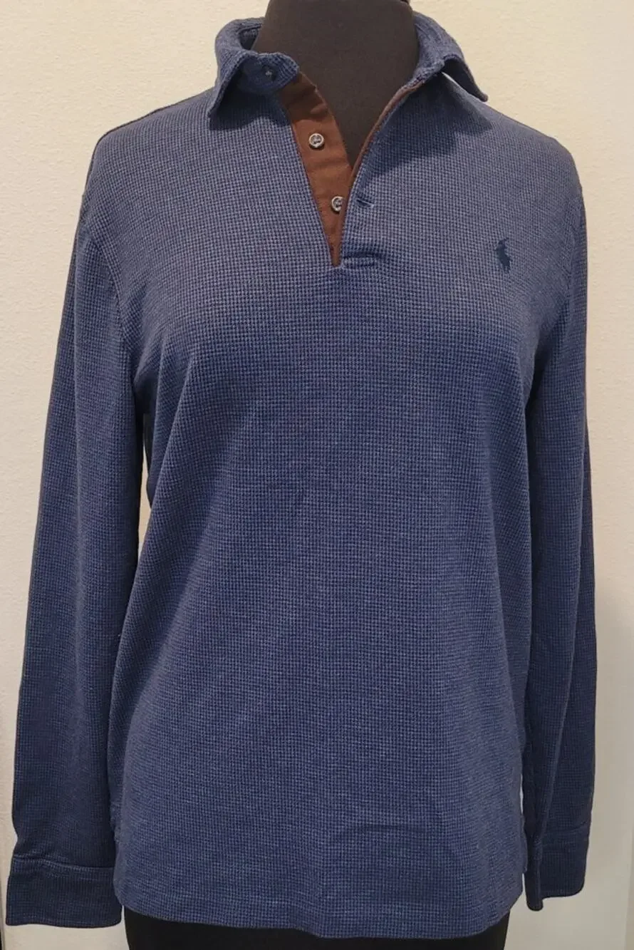 Ralph Lauren Jacquard Knit Polo M Long Sleeve Preppy
