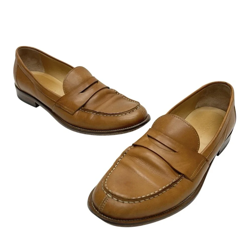 Scarosso‎ Men's Brown Leather Penny Loafers Shoes Made in Italy EU41, US8, UK7