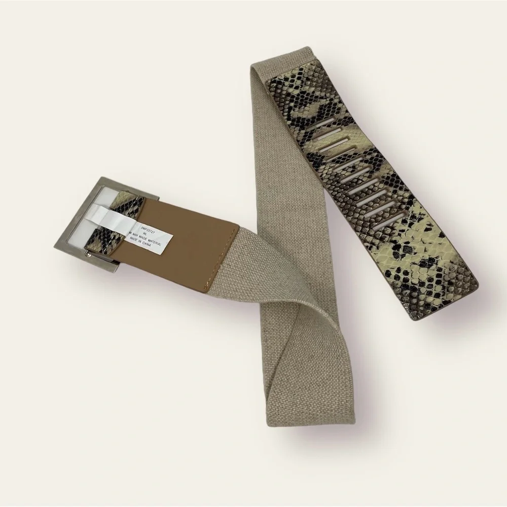 🛍️SALE🛍️ Snakeskin Print Wide Women’s Belt Stretchy with Square Buckle