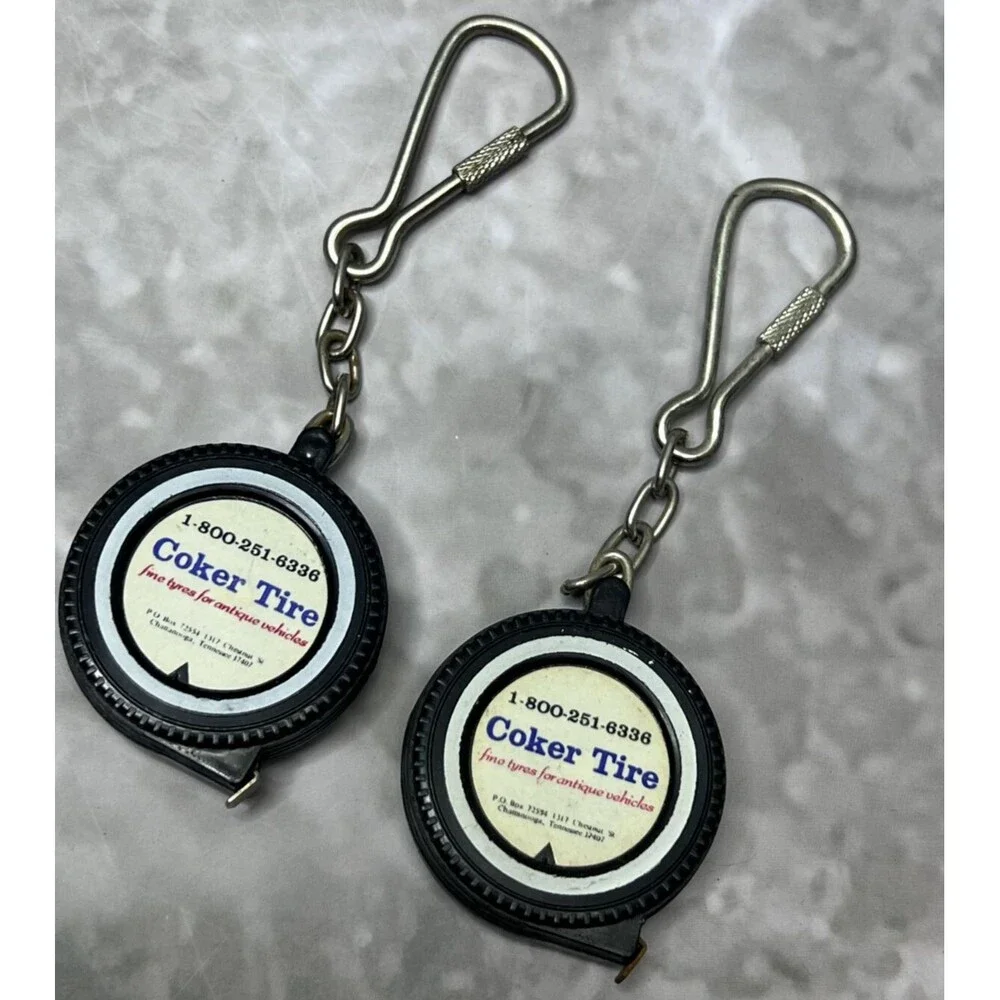 Coker Tire Measuring Tape Vintage Keychain Keyring Lot of 2