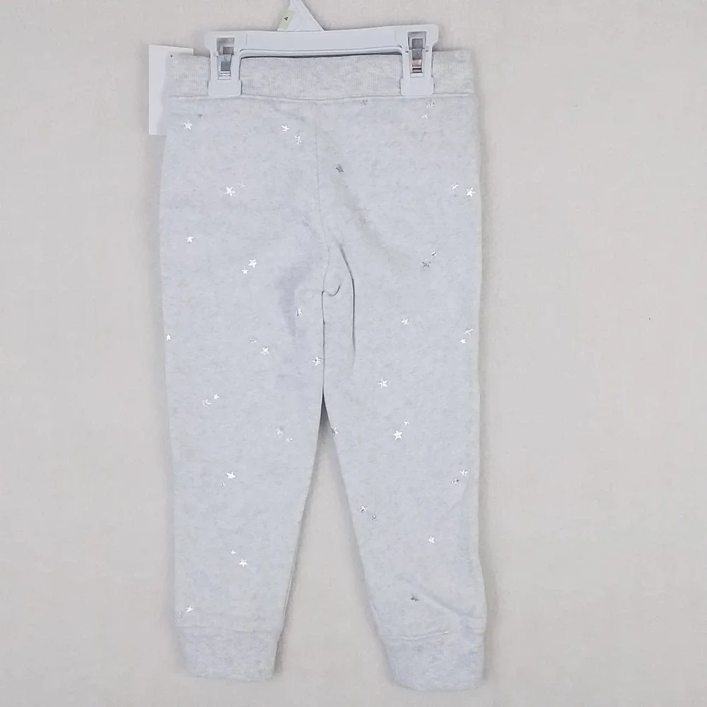 Oshkosh Fleece Lined Jogger Girls‎ Size 4 in Heather Grey w/ Silver Stars