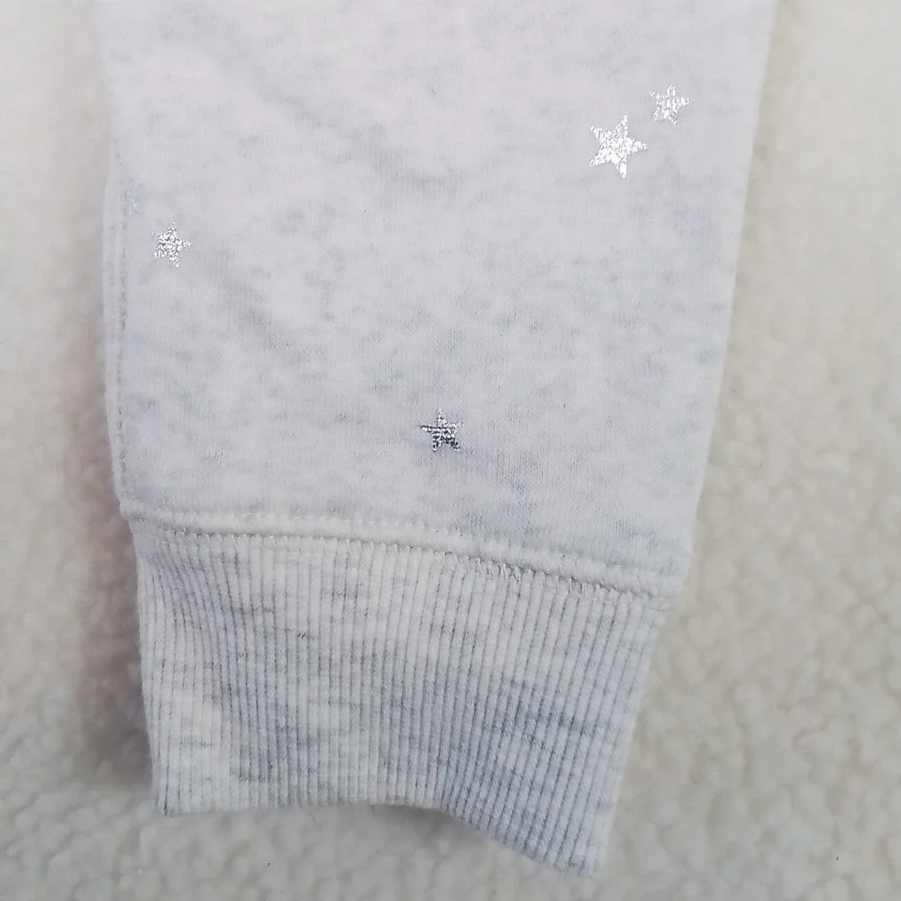 Oshkosh Fleece Lined Jogger Girls‎ Size 4 in Heather Grey w/ Silver Stars