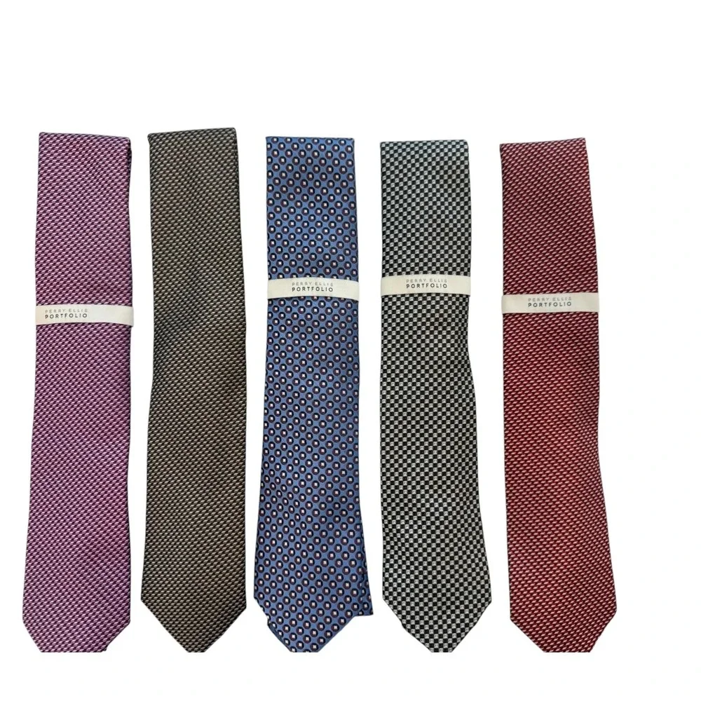 Perry Ellis Portfolio Men's Ties Classic business office casual Necktie Lot of 5