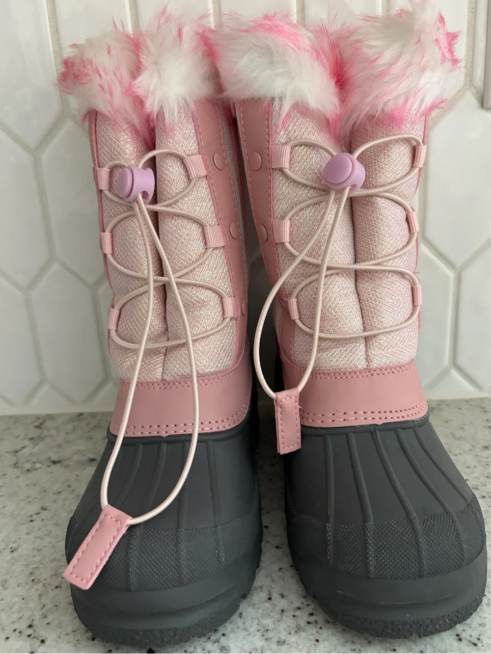 NWOT Pink Faux-Fur Winter Snow Waterproof Boot