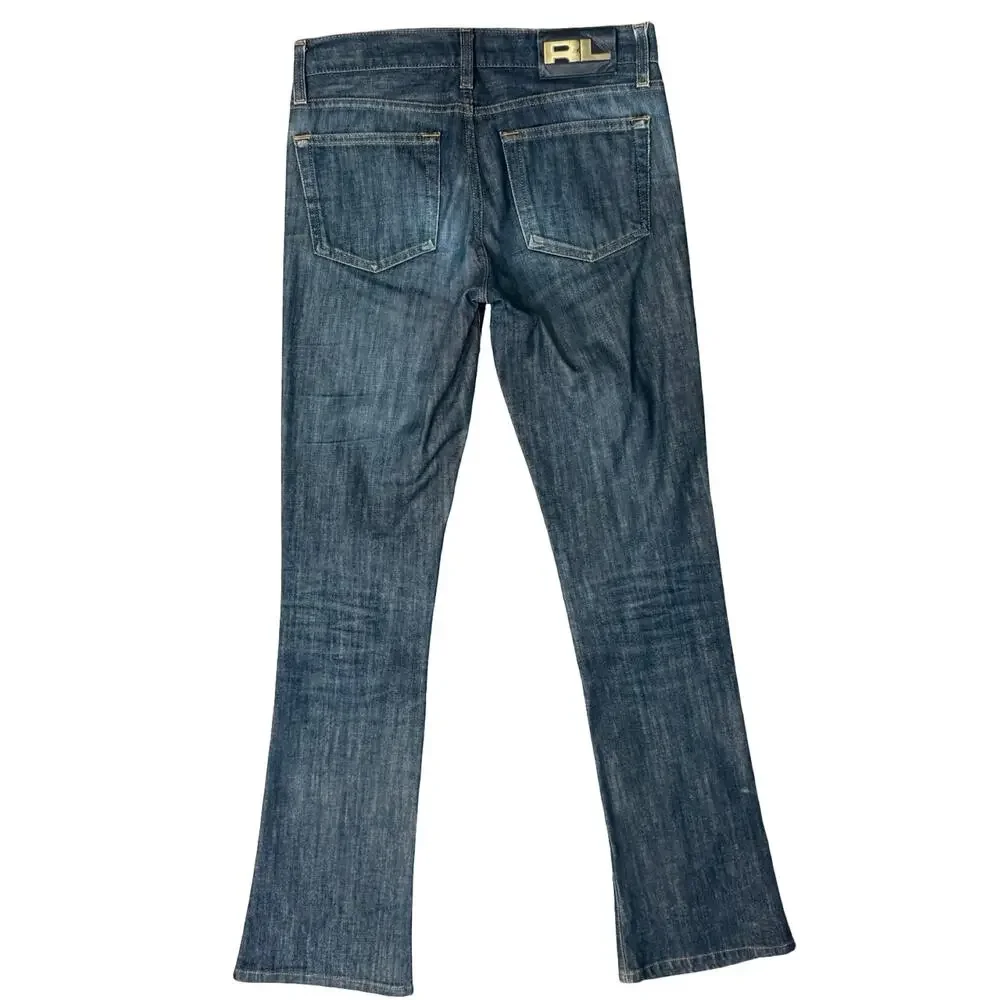 Ralph Lauren 867 Dark Wash Blue Low Rise Stretch Bootcut Jeans size 27 Y2K