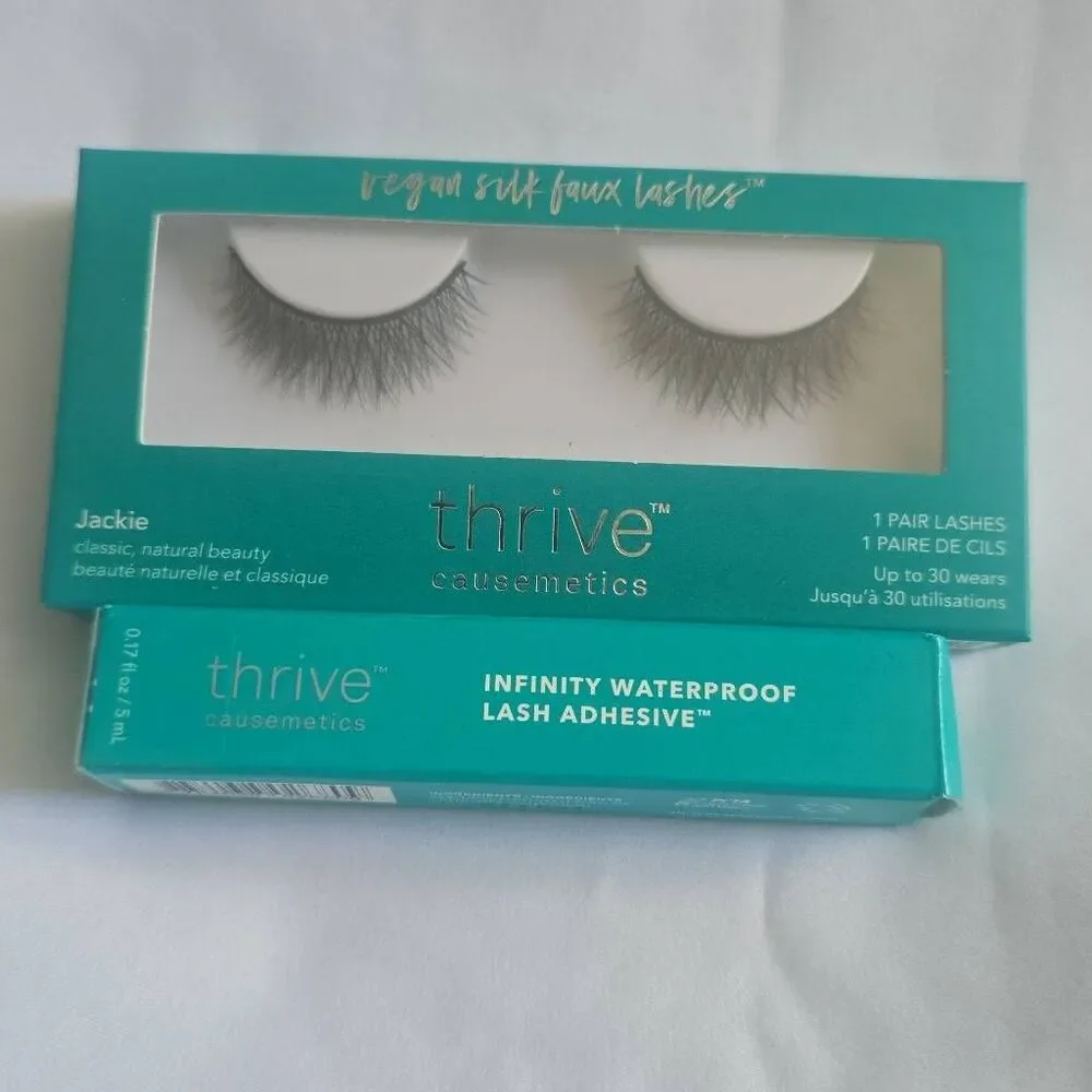 Thrive Causemetics Jackie Lashes(UP TO 30 WEARS) & Lash Adhesive, NIB