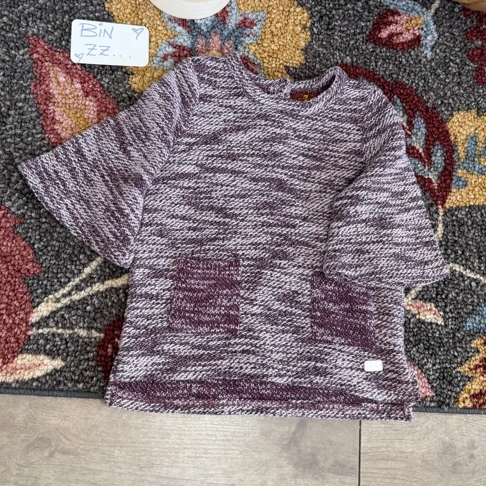 Kids Marled Purple Knit Short-Sleeve Top