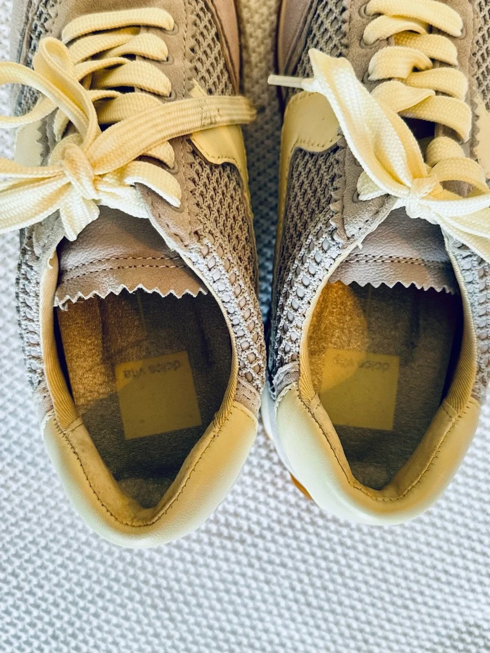 DOLCE VITA B.ntcd Mesh Light Grey Leather & Cream Retro Sneakers Runner Shoes