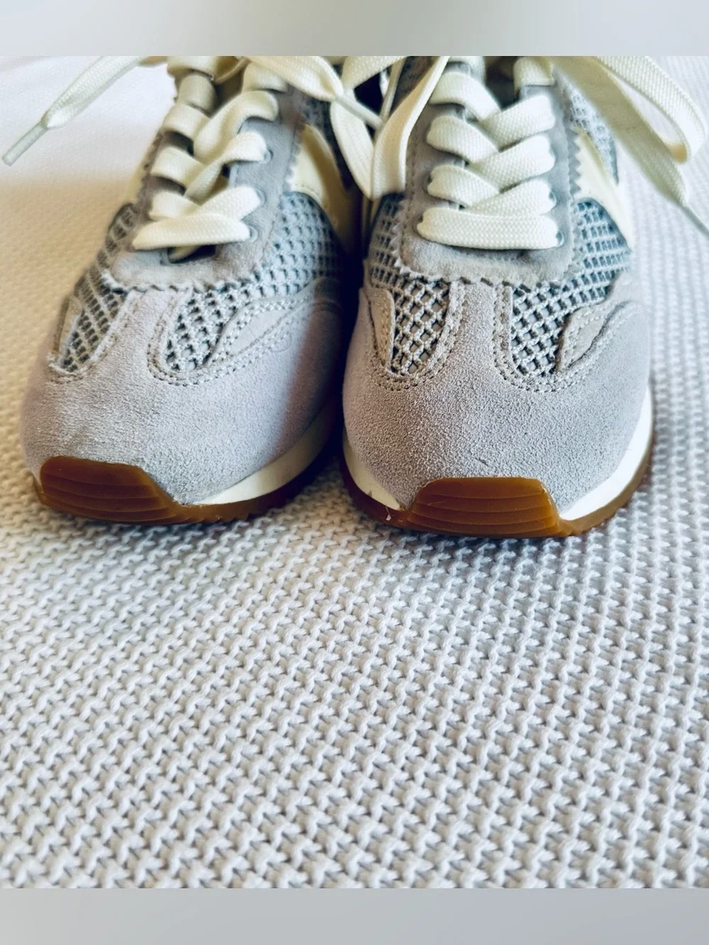 DOLCE VITA B.ntcd Mesh Light Grey Leather & Cream Retro Sneakers Runner Shoes
