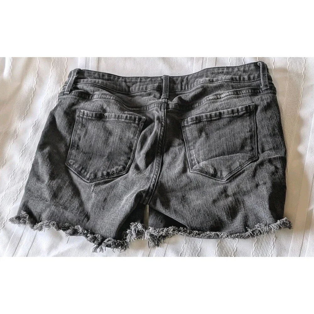 Arizona Jean Co Black Distressed Denim Shorts High Rise Frayed Juniors Size 9